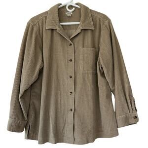 Vintage L.L. Bean Corduroy button up shirt Cottagecore 90s Y2K outdoor L Petite